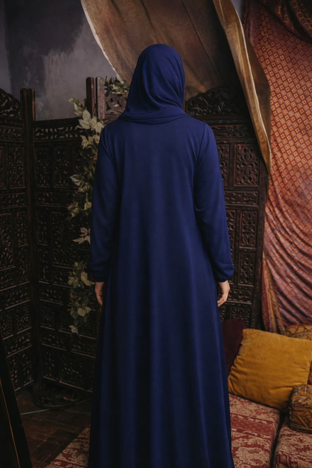 Blue Layali Sequin Open Abaya