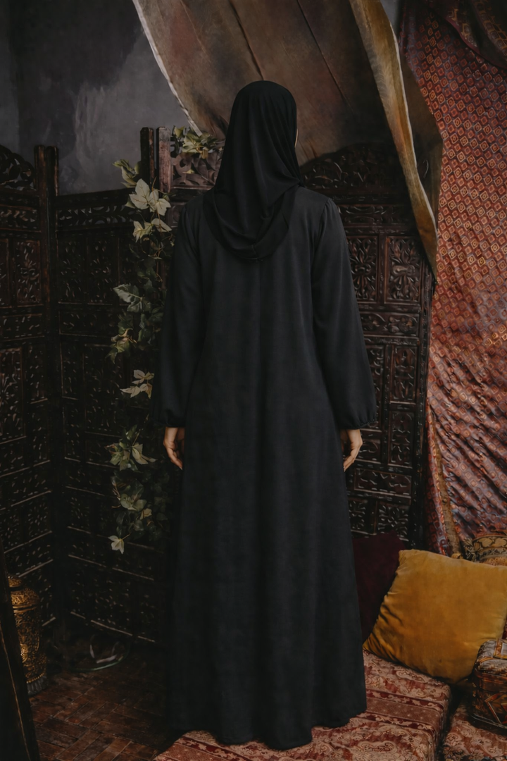 Black Sequin Abaya Coat
