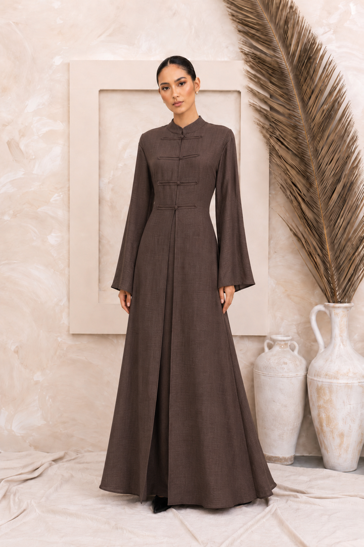 Linen OverCoat Dress Set