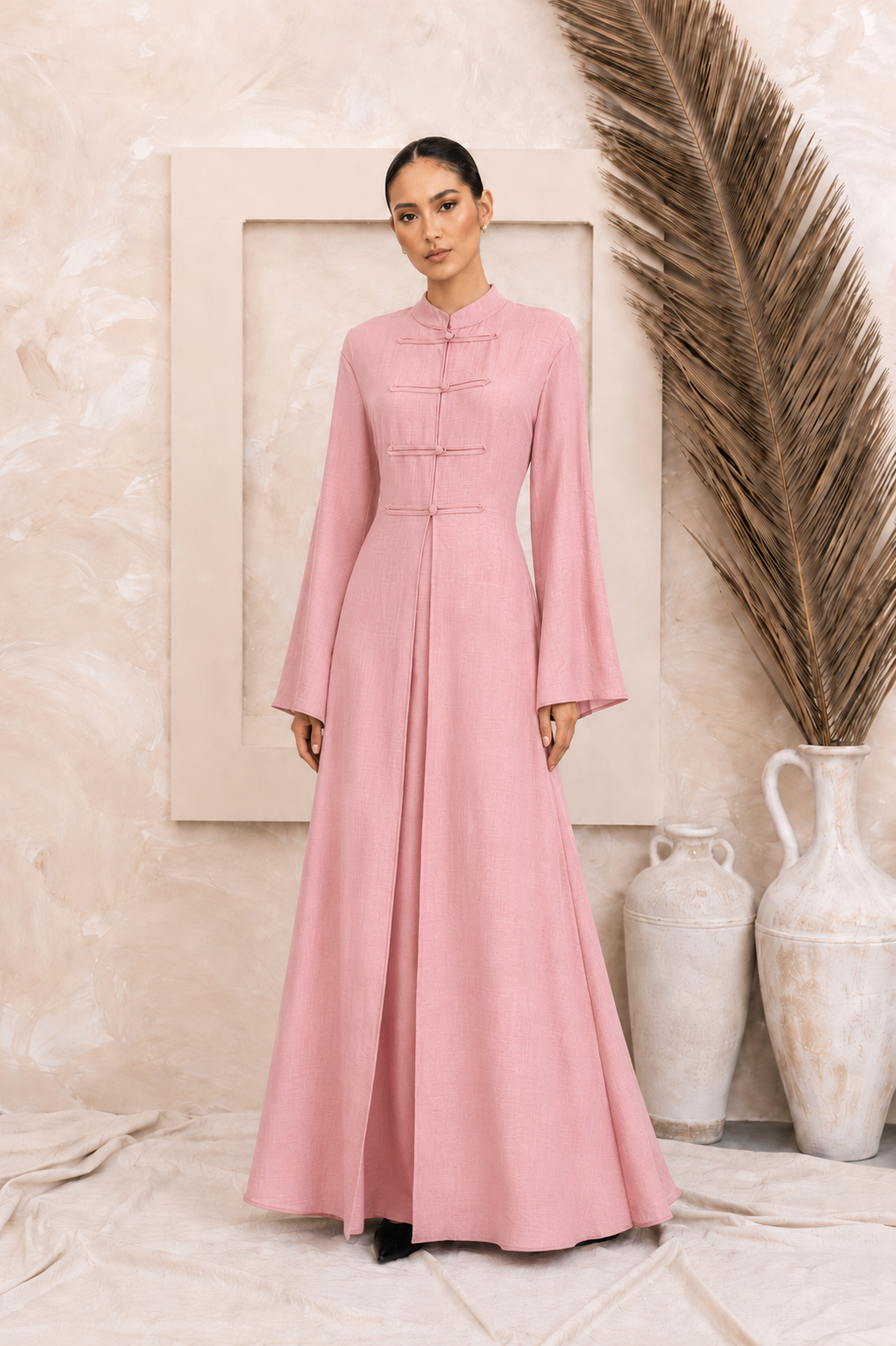 Linen OverCoat Dress Set