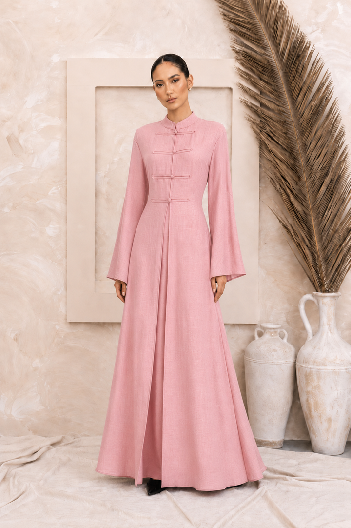 Linen OverCoat Dress Set
