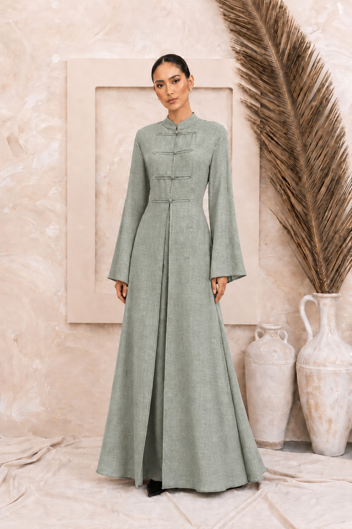 Linen OverCoat Dress Set