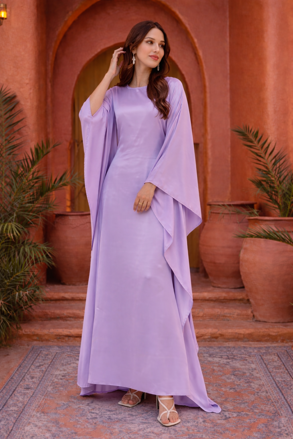 Purple Satin Butterfly Kaftan