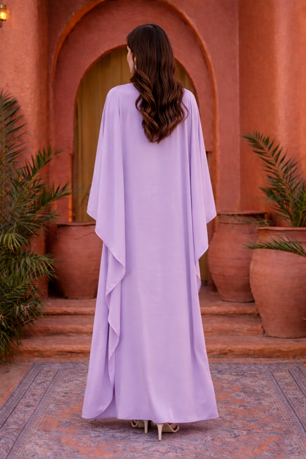 Purple Satin Butterfly Kaftan