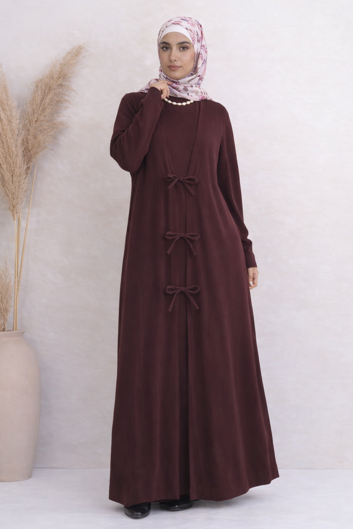 Bow Tie Sweater Dress Cardigan Set