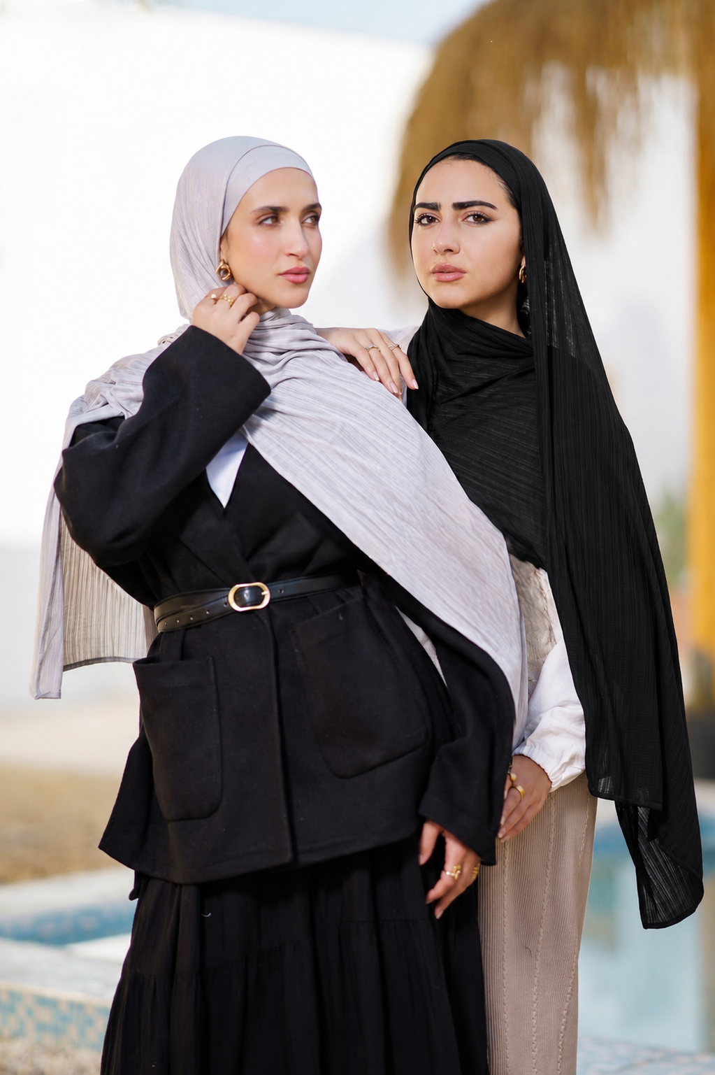 Gray Ribbed Jersey Hijab with Undercap