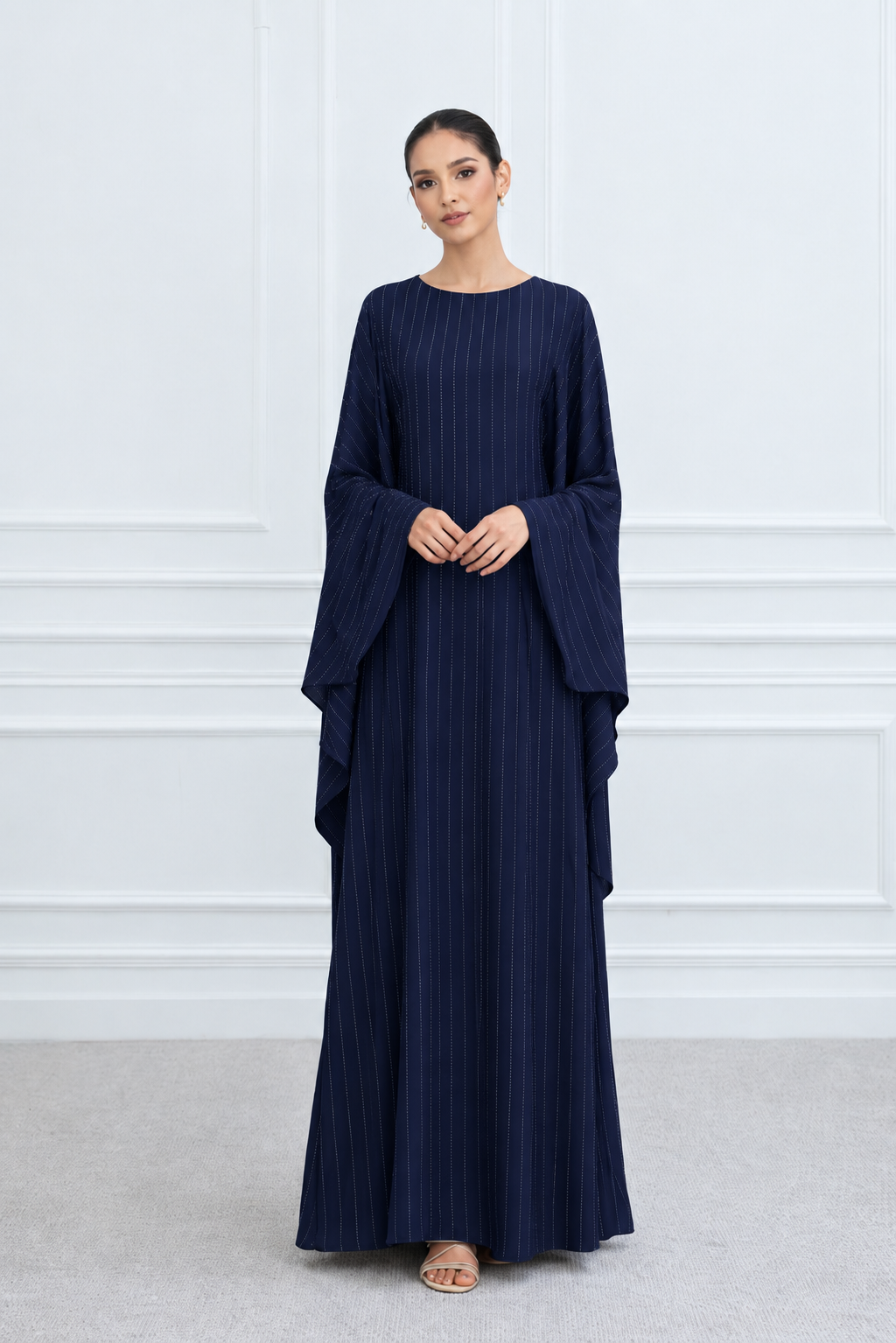 Navy Bedazzled Butterfly Abaya Kaftan