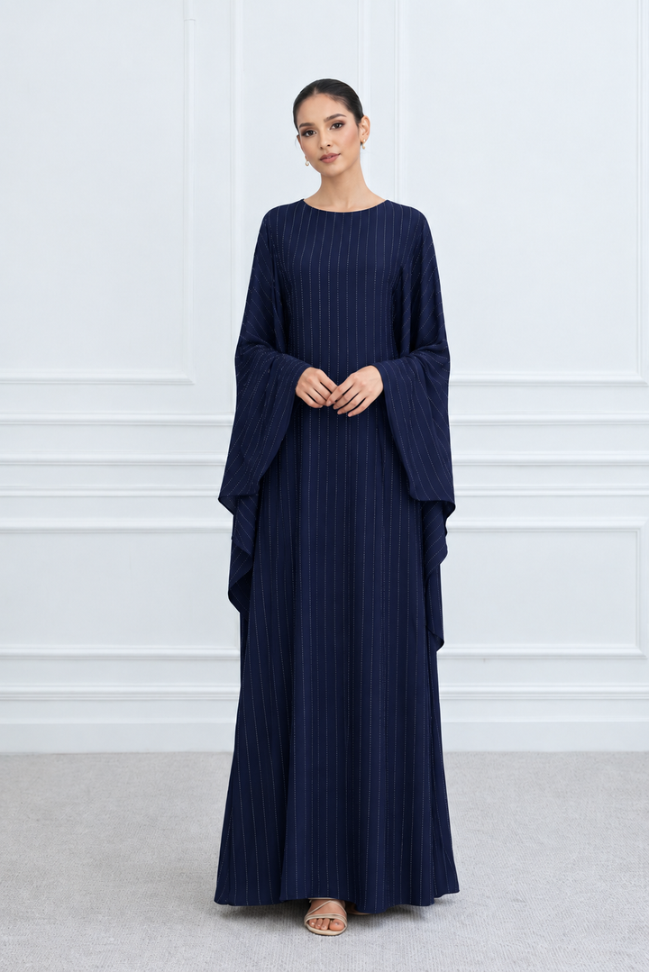 Navy Bedazzled Butterfly Abaya
