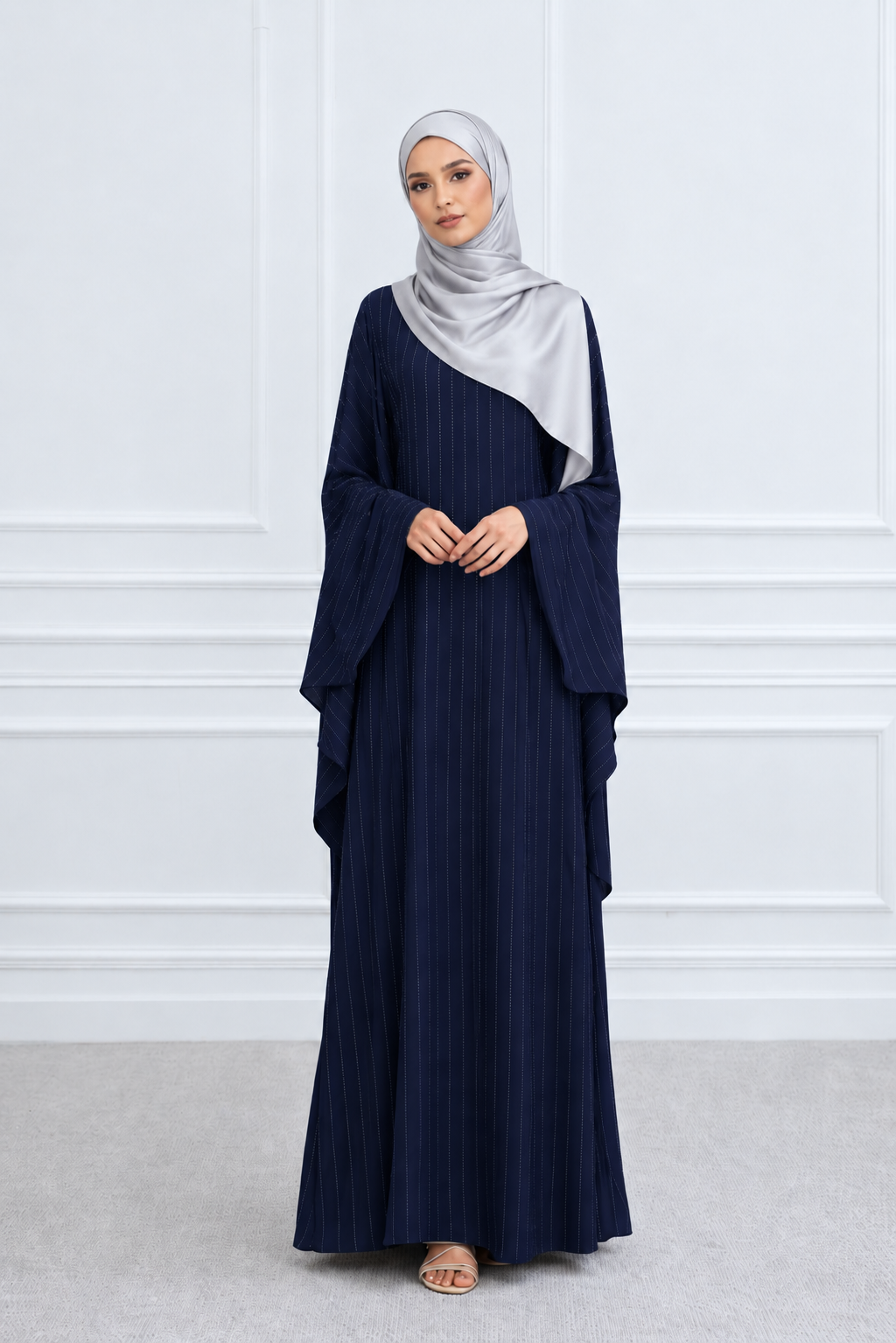 Navy Bedazzled Butterfly Abaya