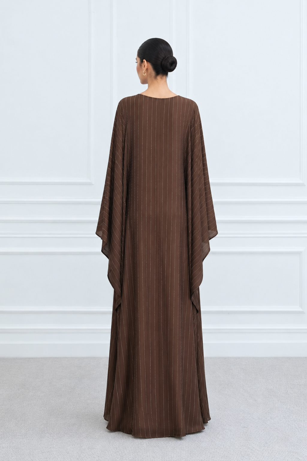 Brown Bedazzled Butterfly Abaya