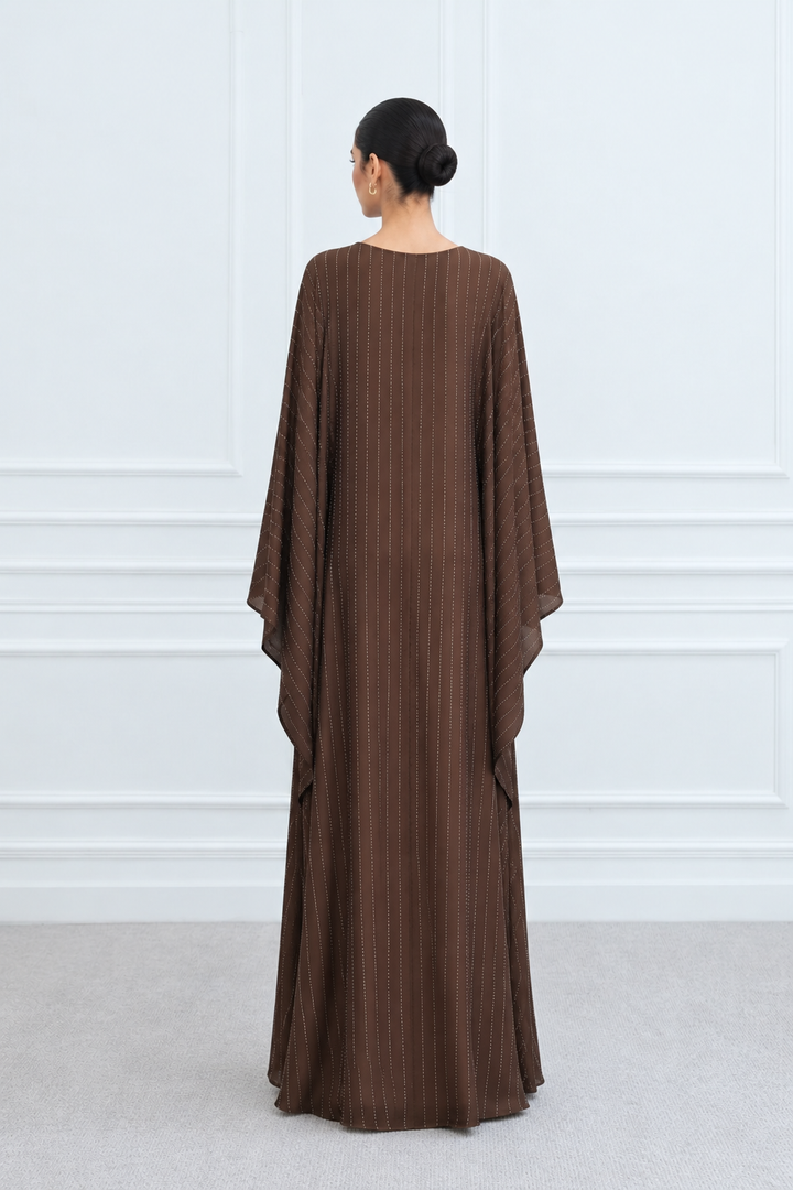 Brown Bedazzled Butterfly Abaya