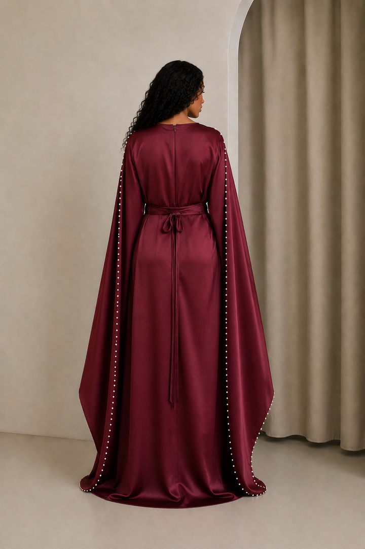 Ruby Pearl Cape Long Sleeve Maxi Dress