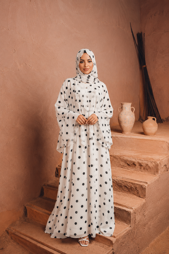 Polka Dots Abaya and Hijab Set