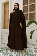 Chocolate Brown One Piece Salah Prayer Outfit with breathable fabric, perfect for Hajj or Umrah; comfortable and practical design.