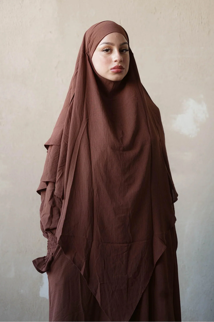 Coffee Double Layer Khimar - Coffee