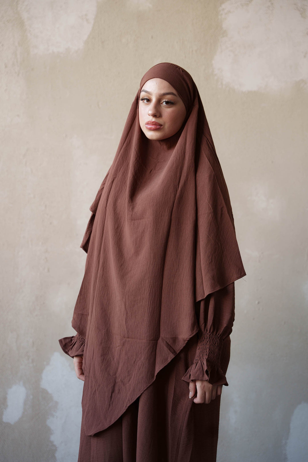 Coffee Double Layer Khimar - Coffee