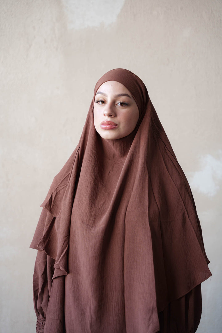 Coffee Double Layer Khimar - Coffee