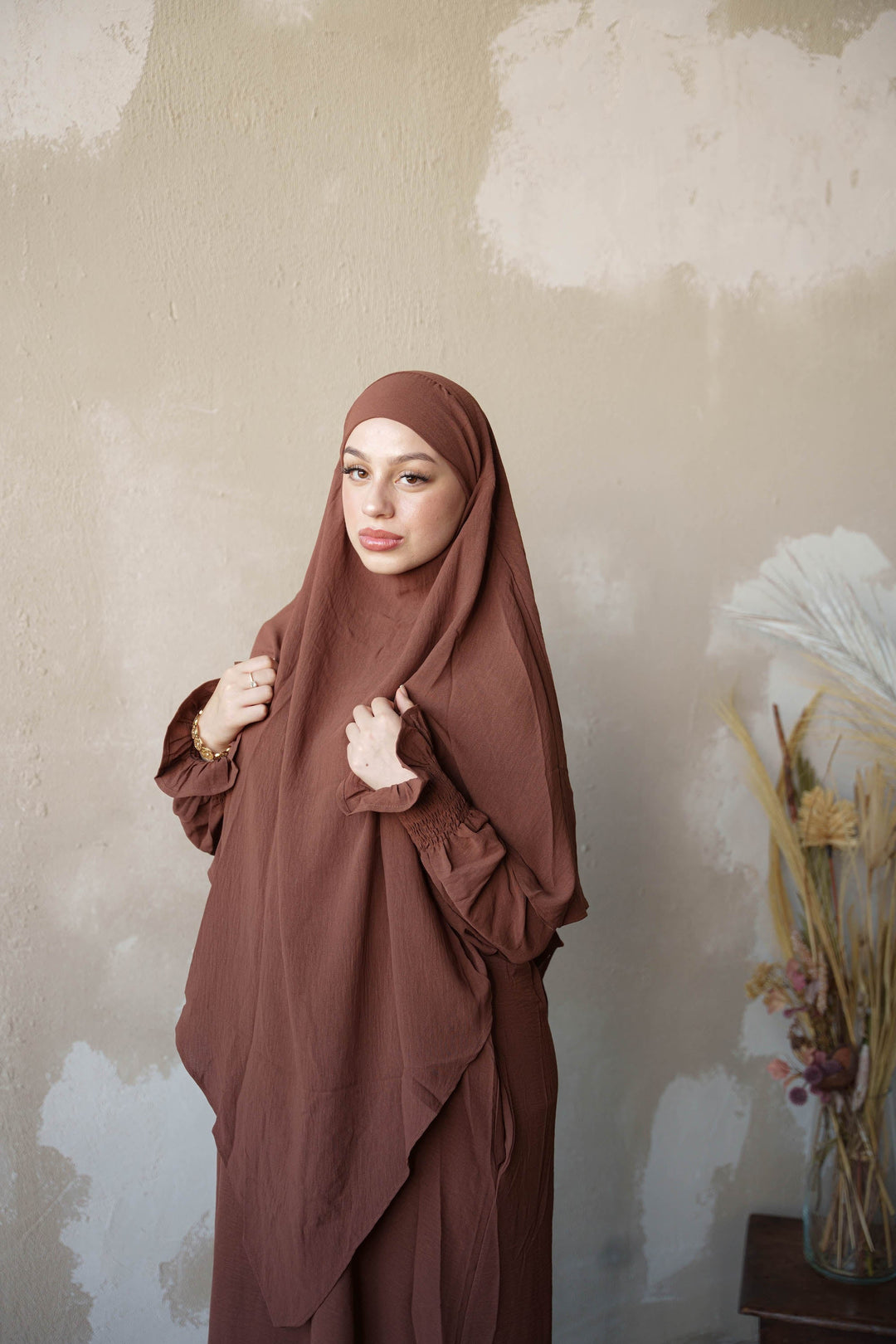 Coffee Double Layer Khimar - Coffee