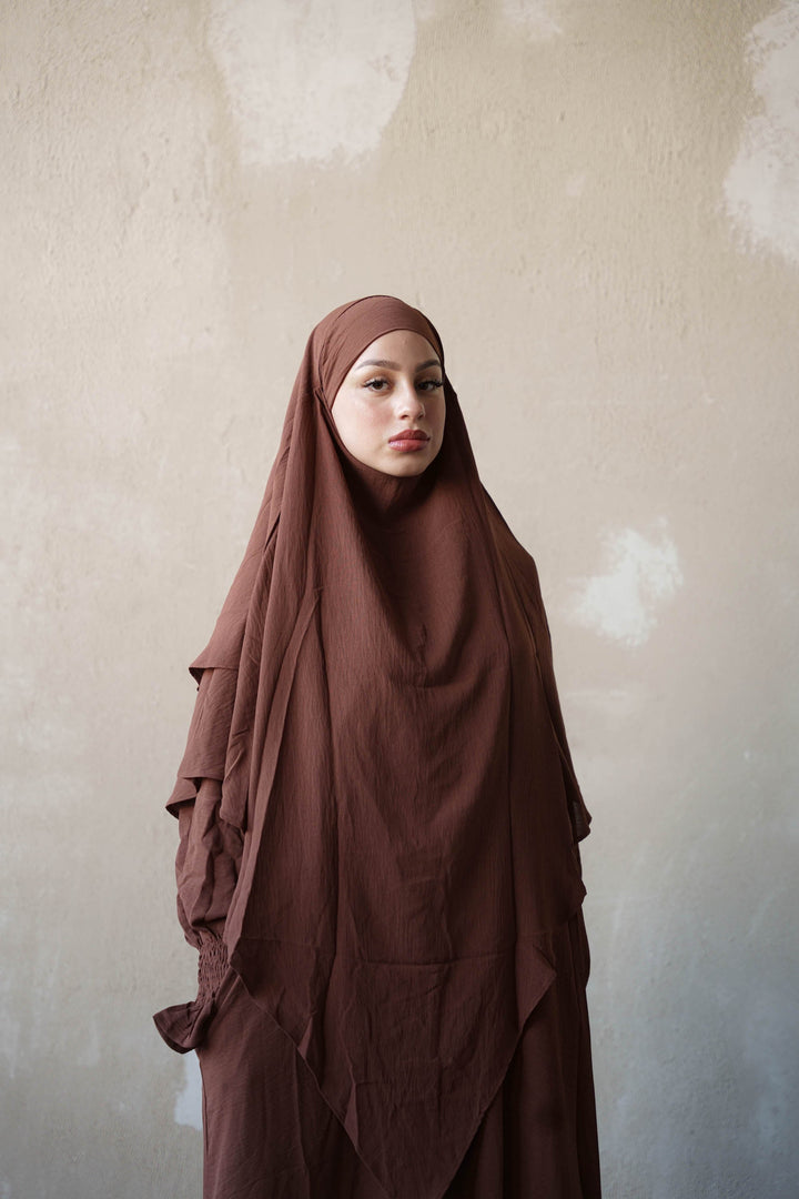 Coffee Double Layer Khimar - Coffee