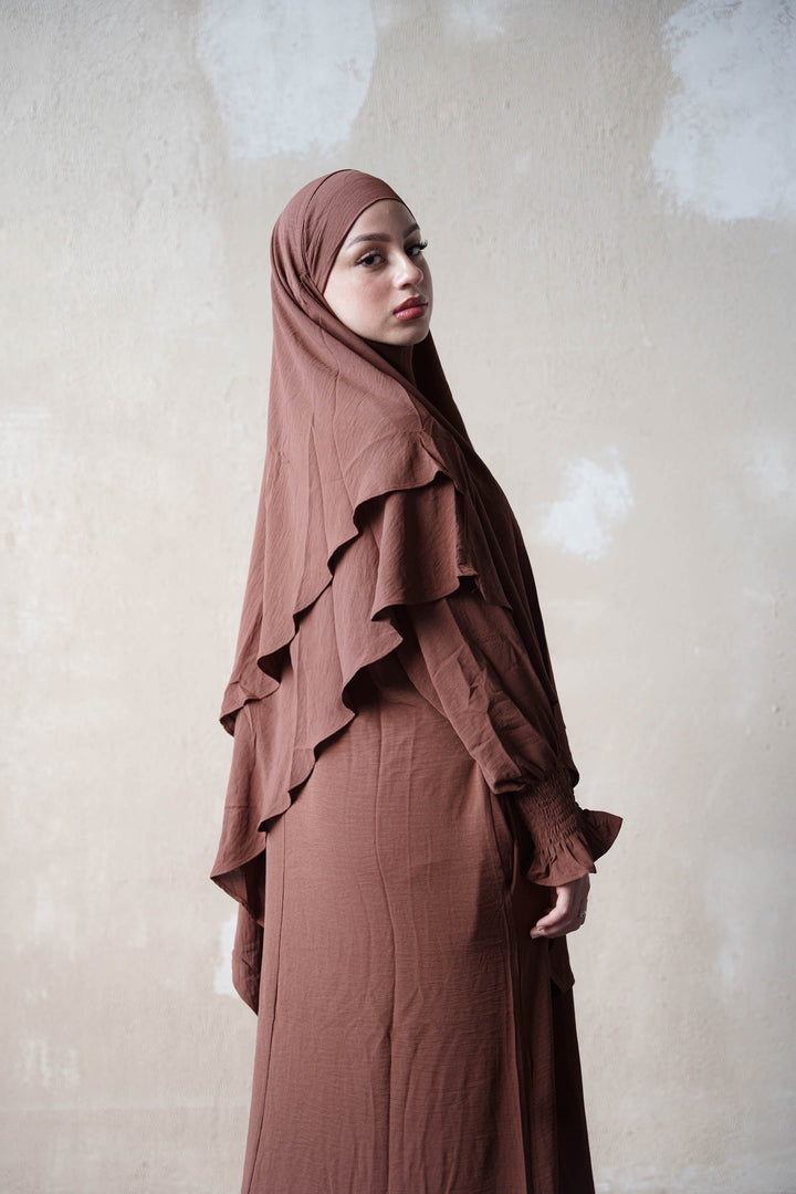Coffee Double Layer Khimar - Coffee