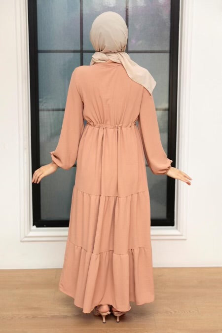 Collared Long Sleeve Maxi Dres - Urban Modesty