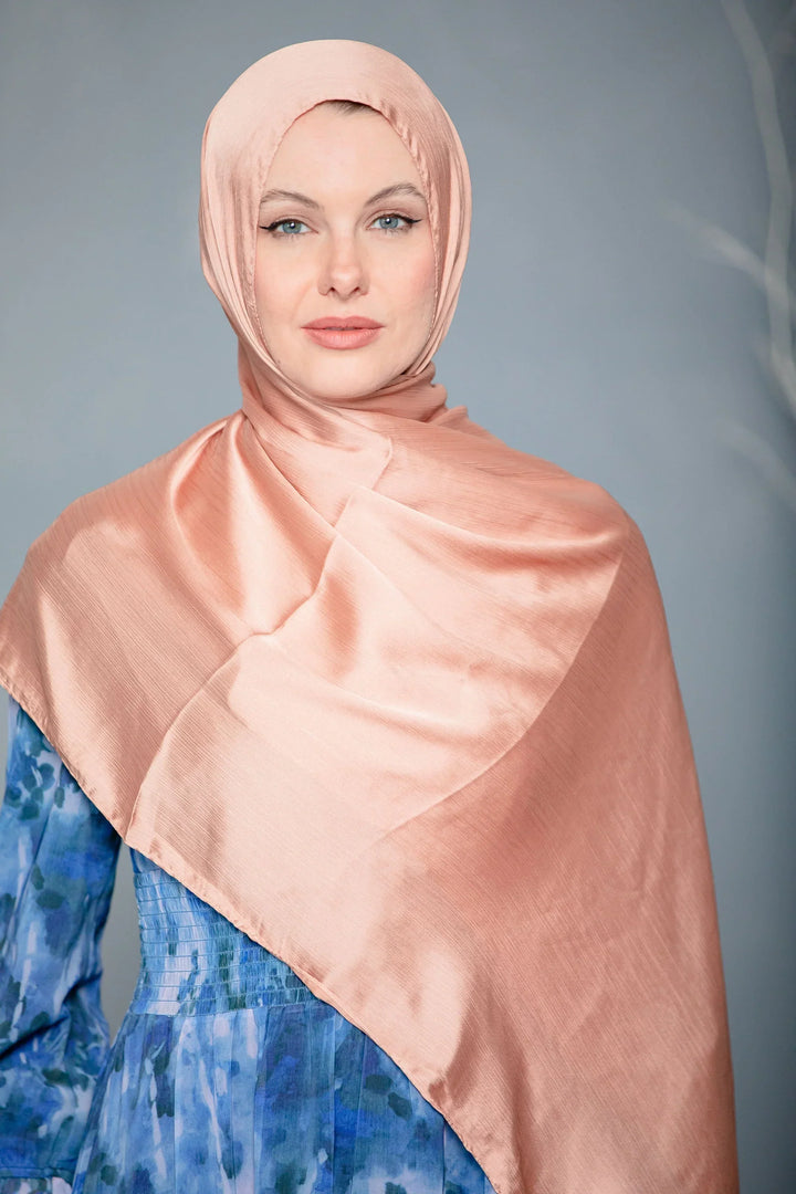 Coral Shimmer Hijab Head Scarf