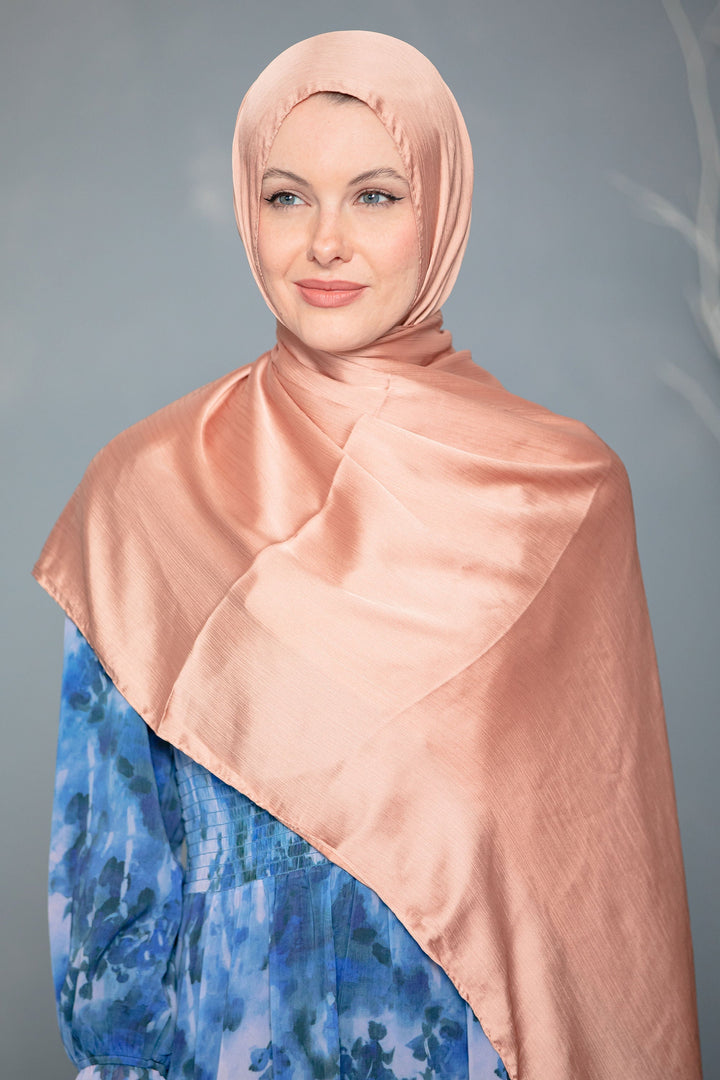 Coral Shimmer Hijab Head Scarf