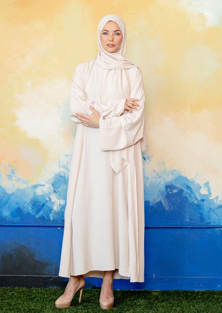 Cream Four Piece Open Abaya Set