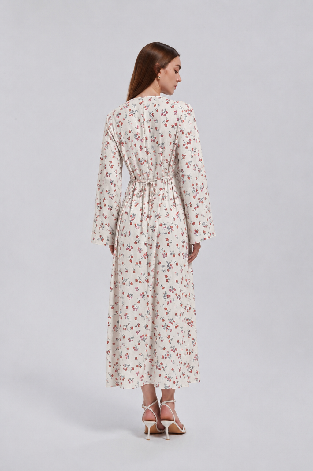 Beige Floral Maxi Dress