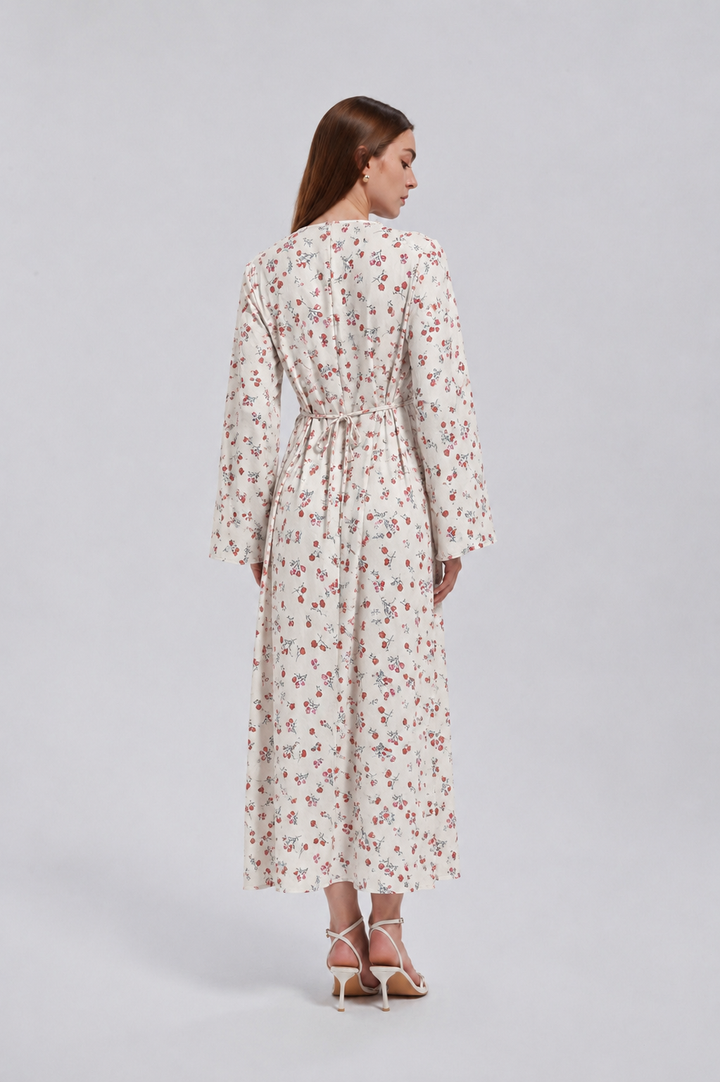 Beige Floral Maxi Dress