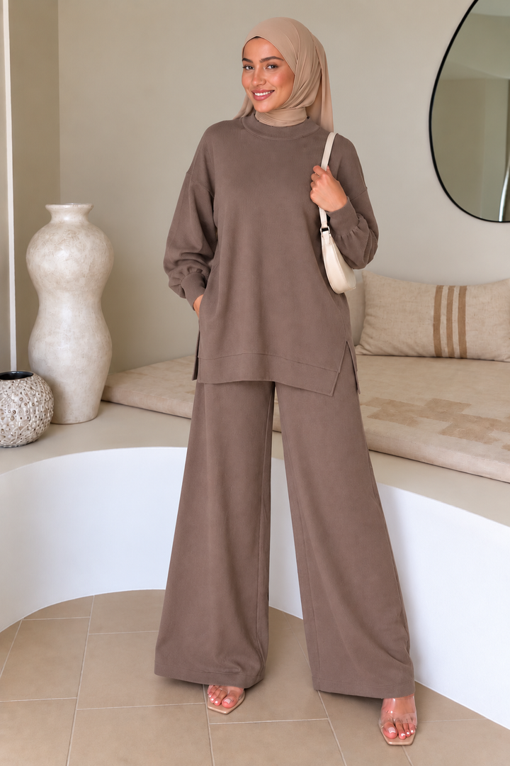 Taupe Sweater Pant Set