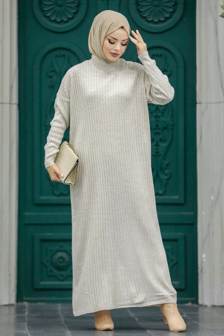 Beige Sweater Dress - Urban Modesty