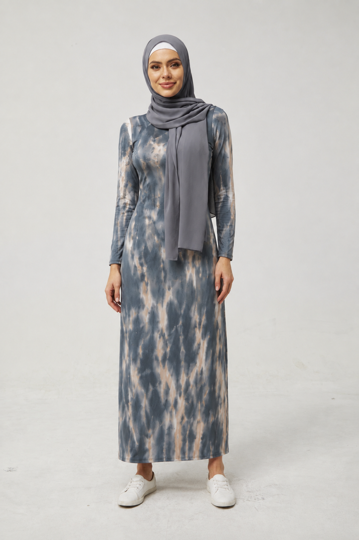 Black and Beige Jersey Maxi Dress