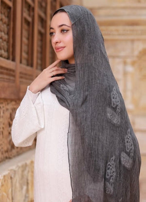 Embroidered Modal Fringe Edge Hijab