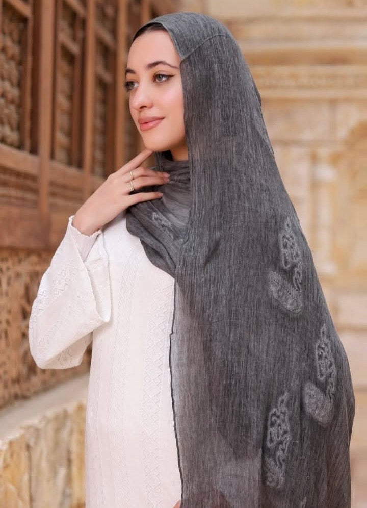 Embroidered Modal Fringe Edge Hijab