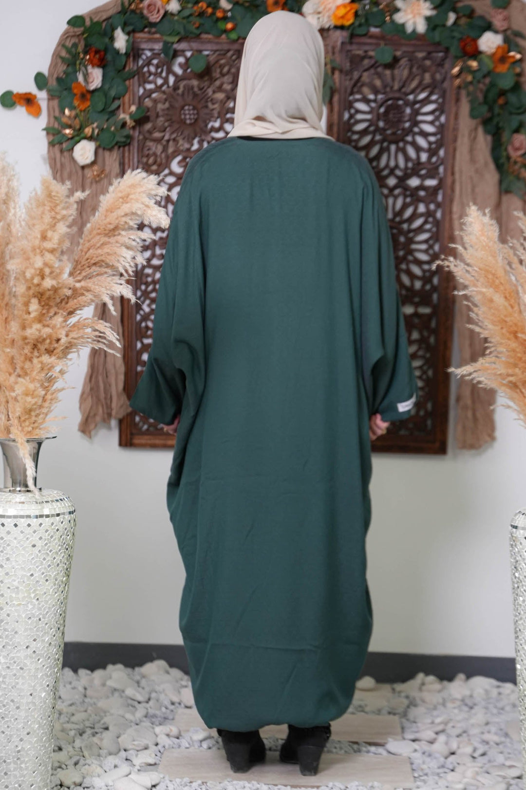 Green Reversible Kaftan Open Front Abaya - Urban Modesty