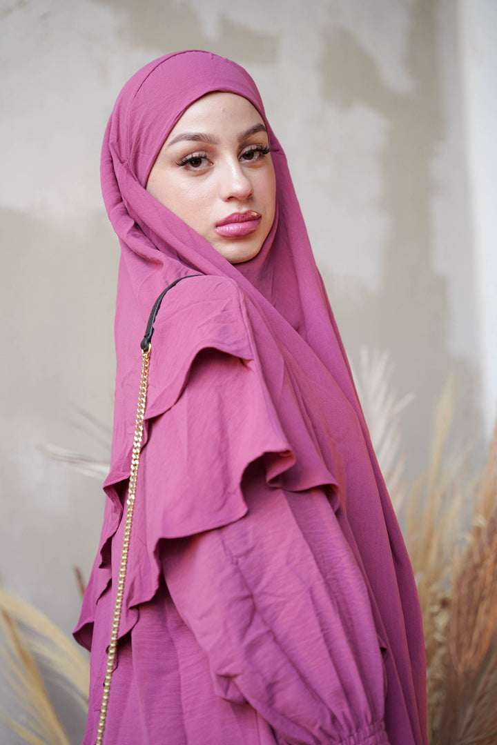 Dark Pink Double Layer Khimar - Dark Pink