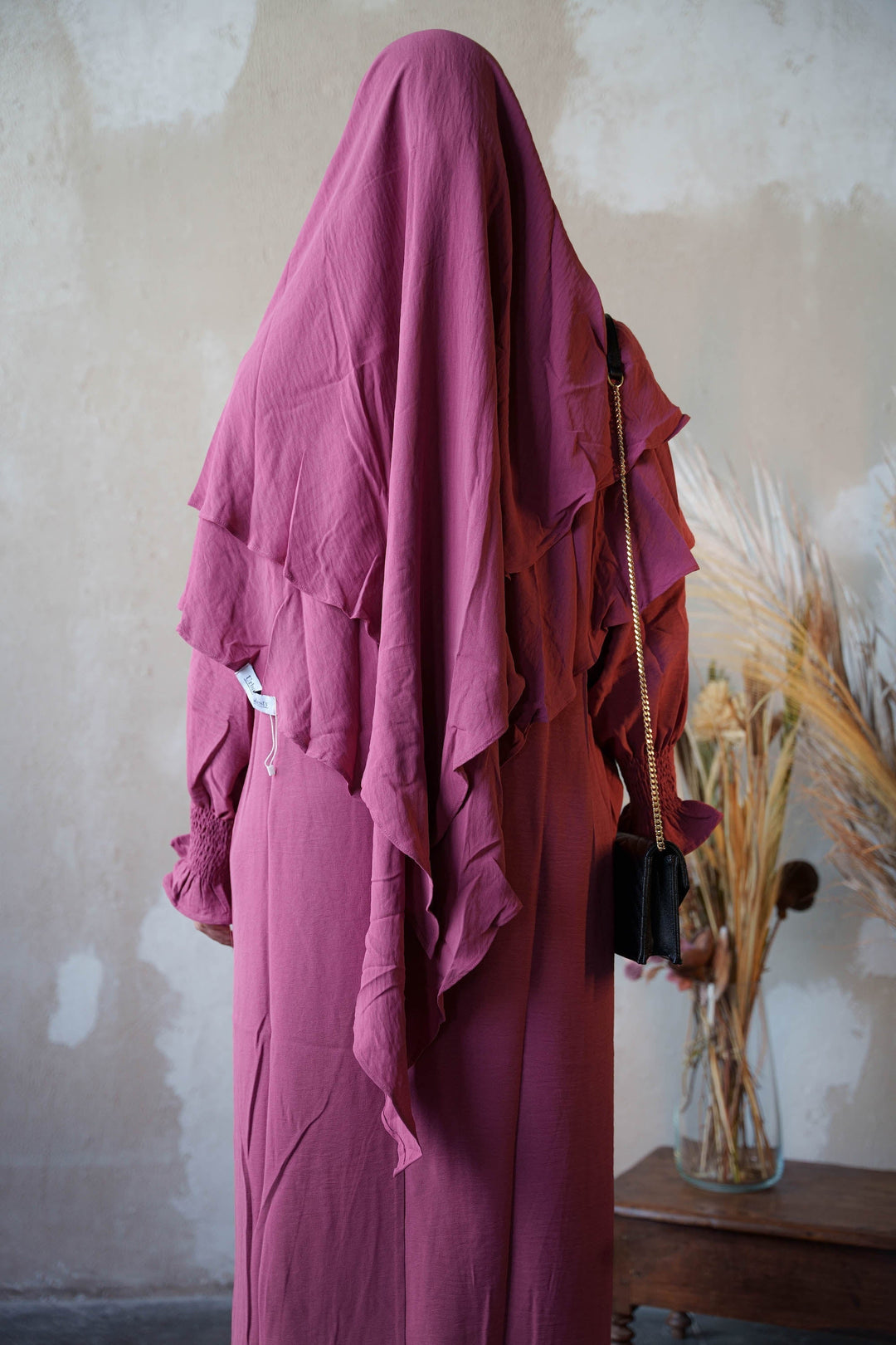 Dark Pink Double Layer Khimar - Dark Pink