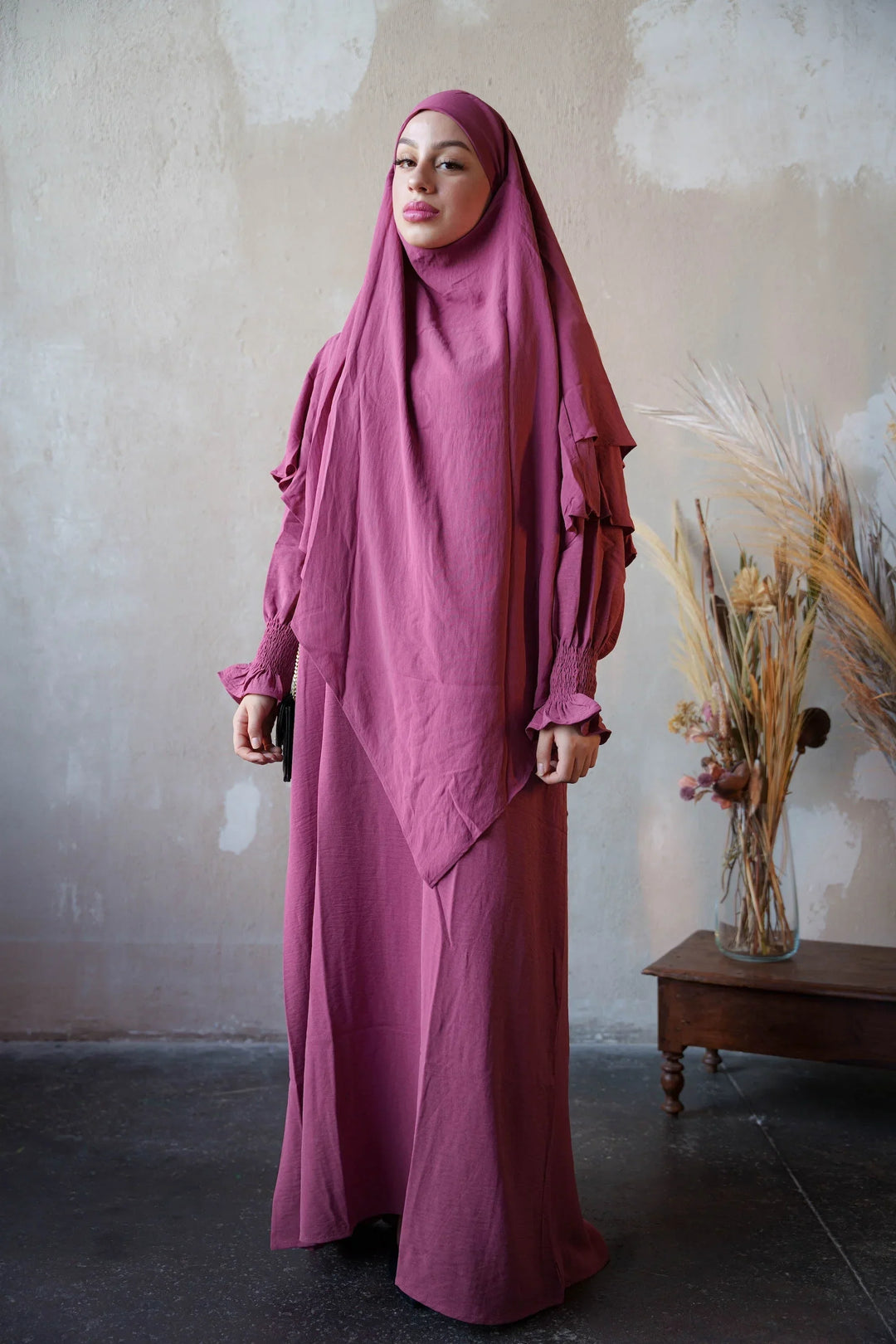 dark pink dress with hijab Amy K | in my little pink dress