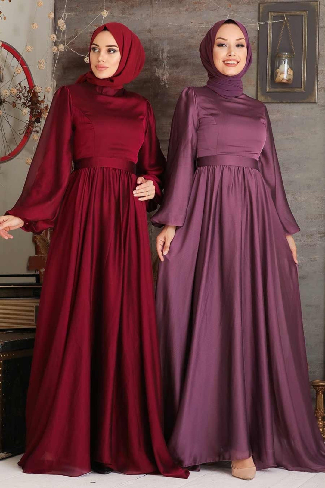 Dark Purple Inaya Satin Gown-CLEARANCE - Urban Modesty