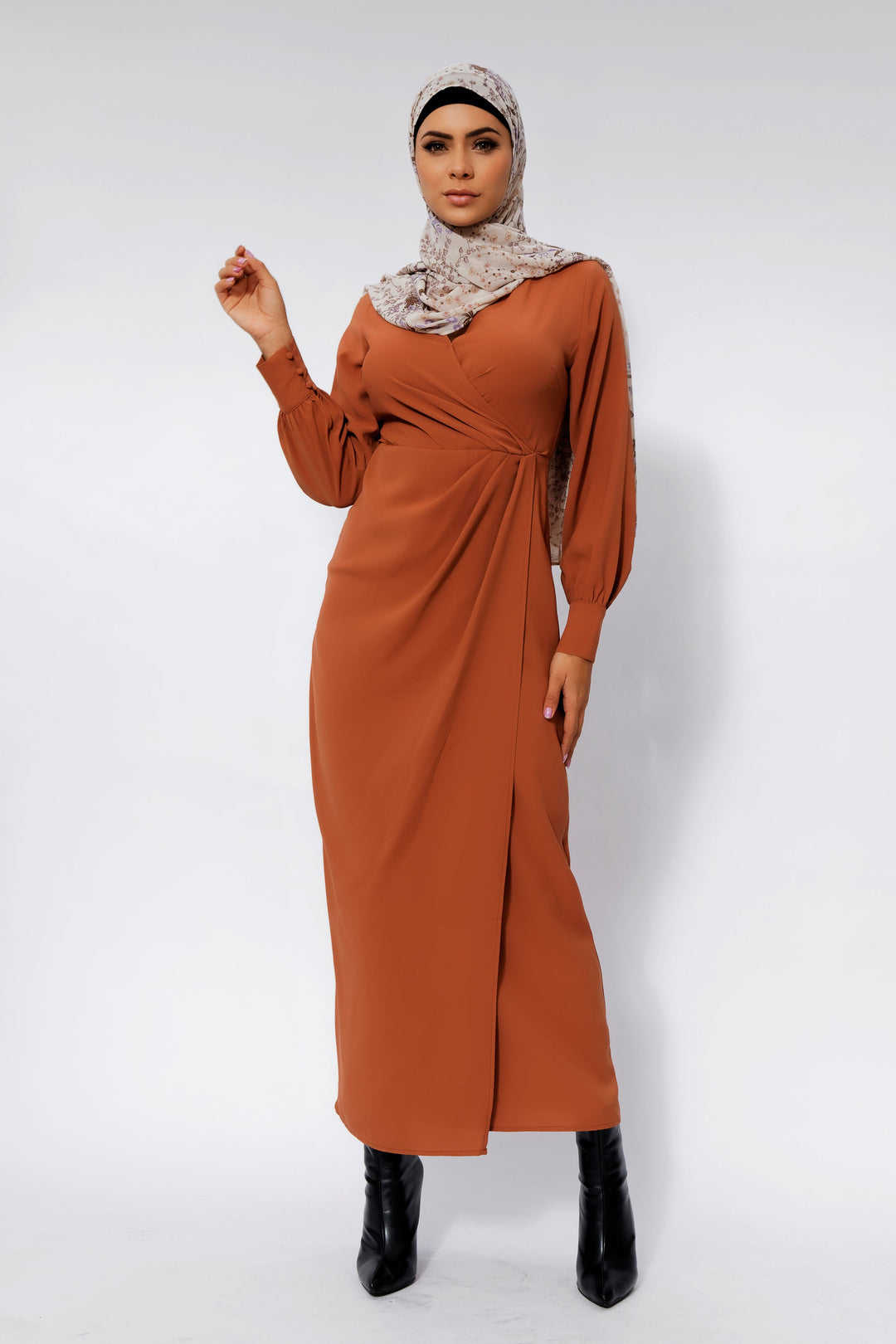 Deep Cider Wrap Maxi Dress