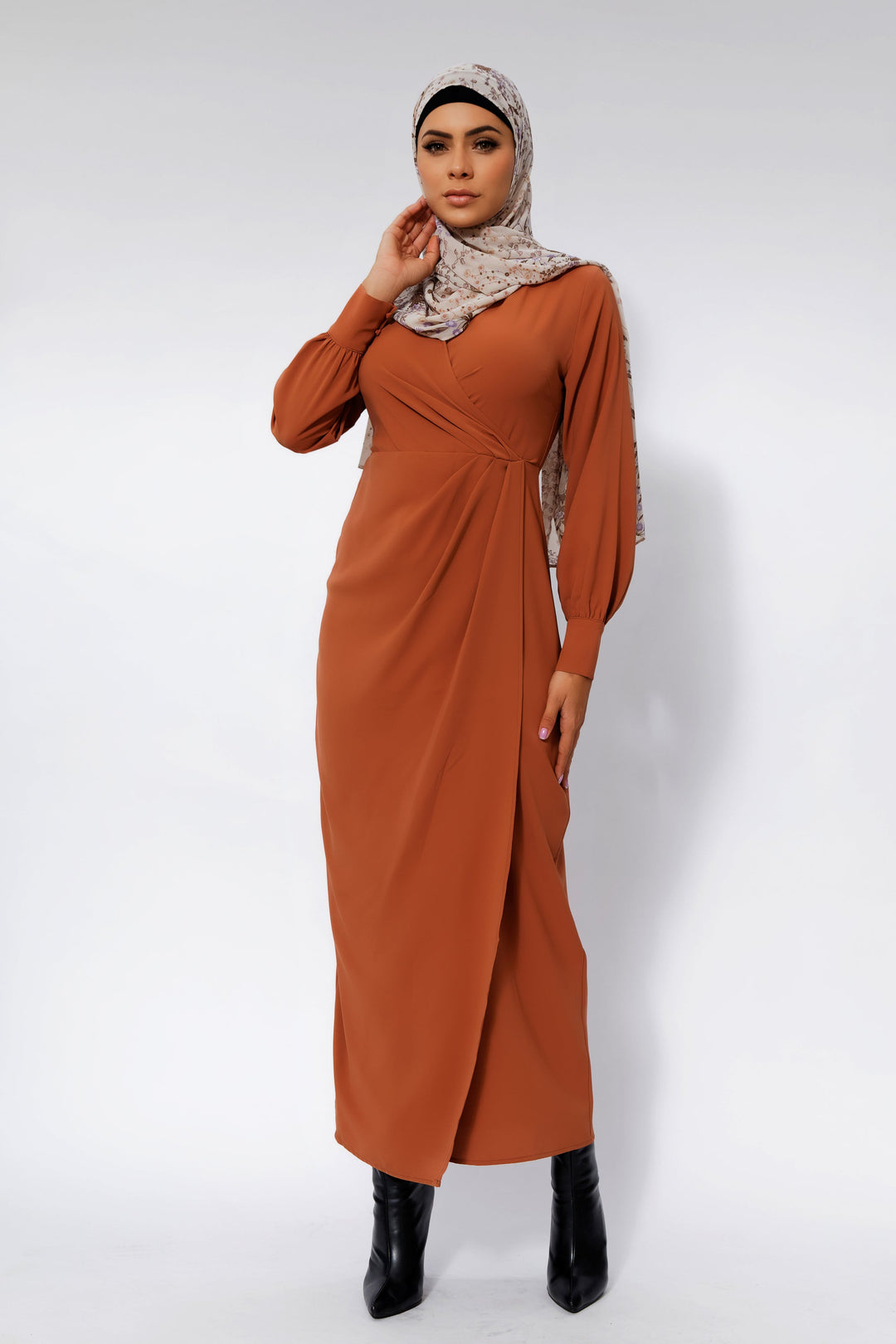 Deep Cider Wrap Maxi Dress