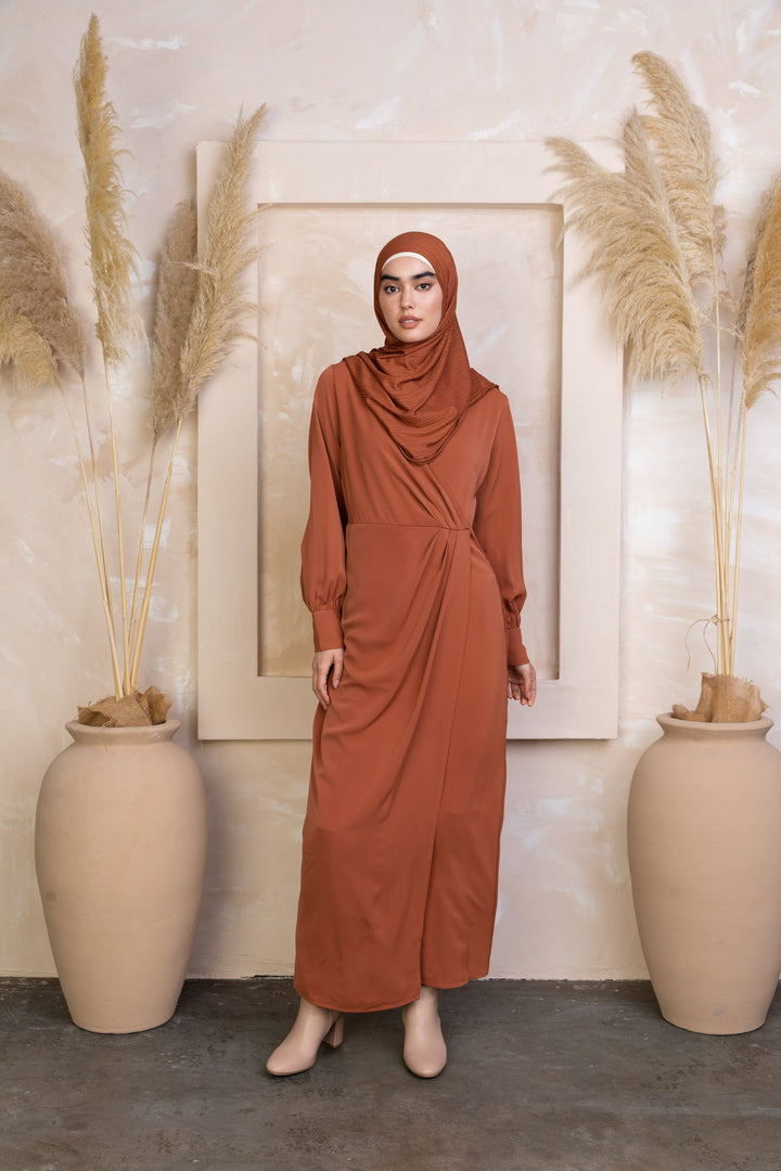 Deep Cider Wrap Maxi Dress