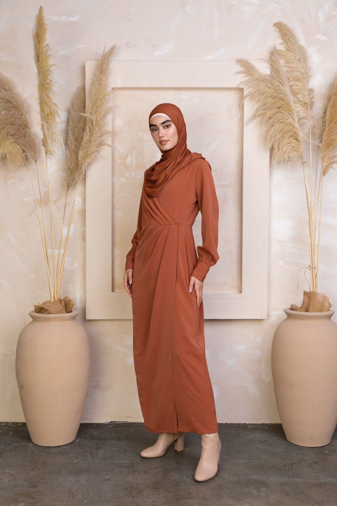 Deep Cider Wrap Maxi Dress