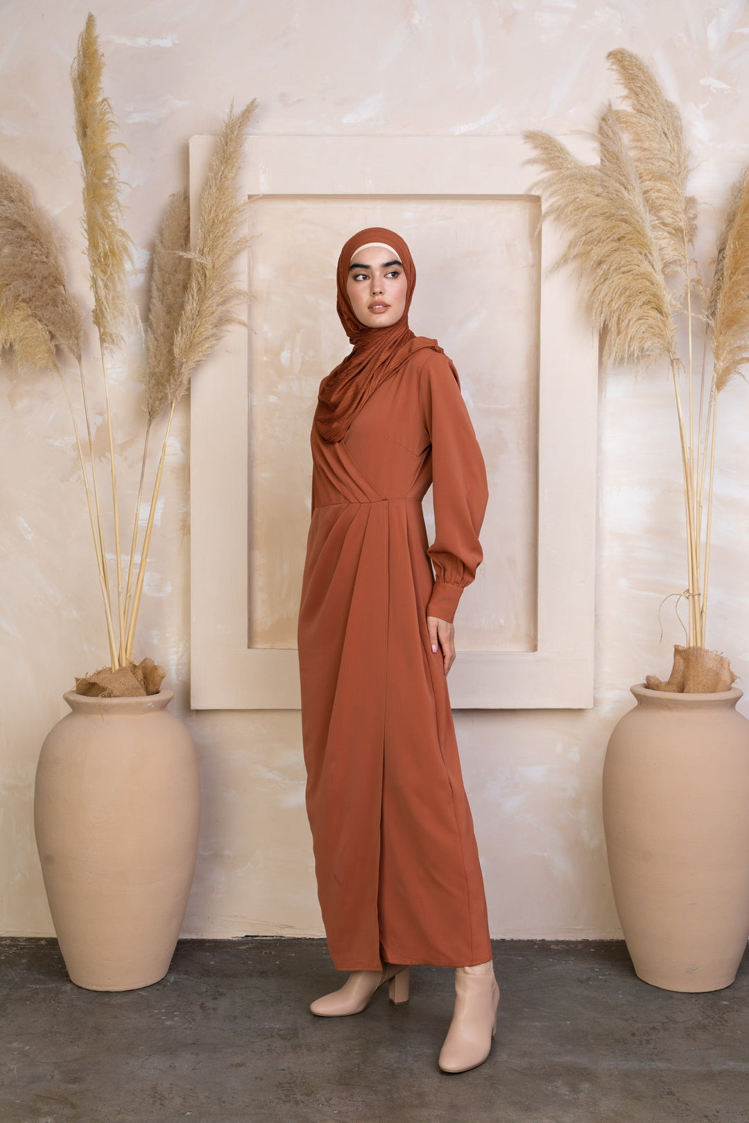 Deep Cider Wrap Maxi Dress