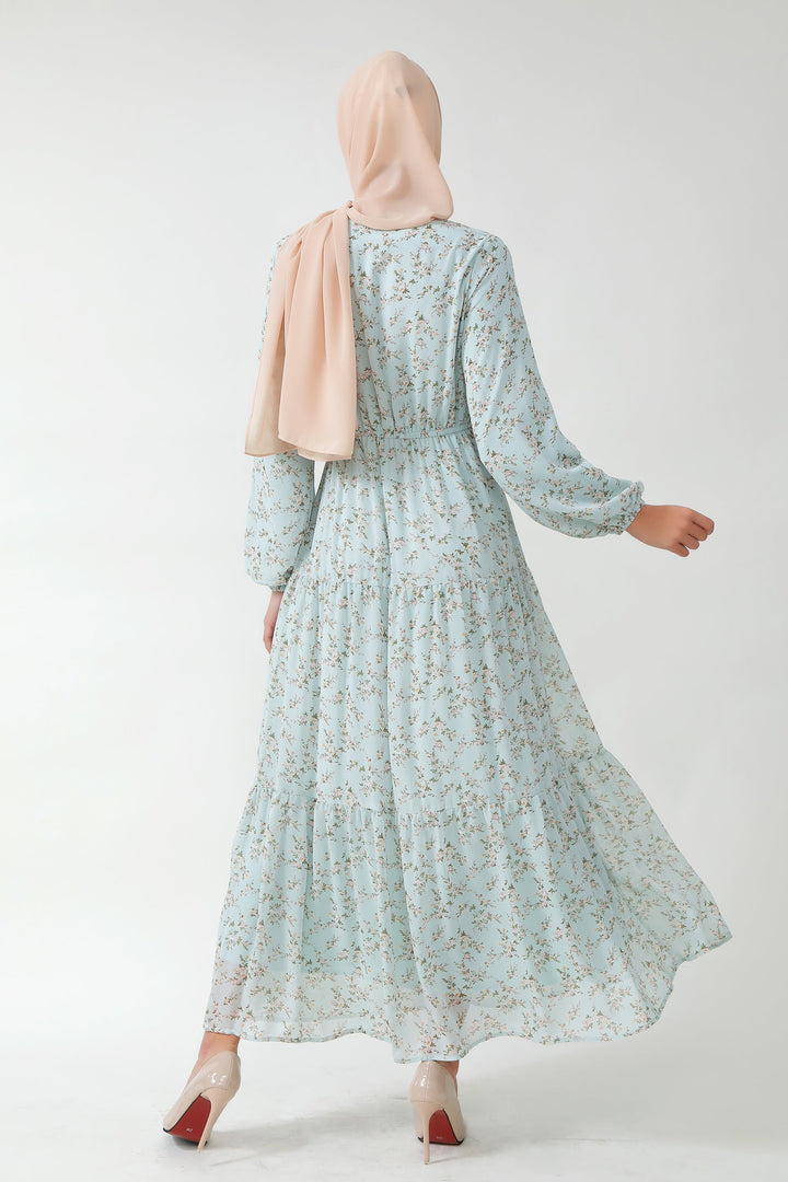 Dreamy Blue Floral Tiered Maxi Dress-PREORDER