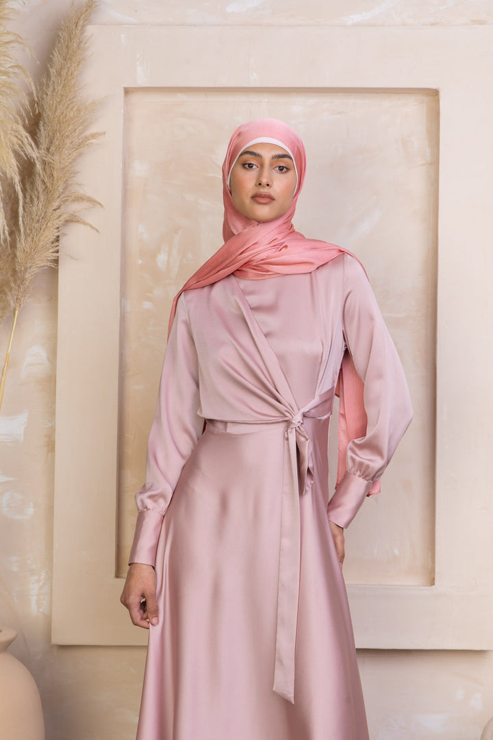 Dusty Pink Diana Side Knot Satin Gown