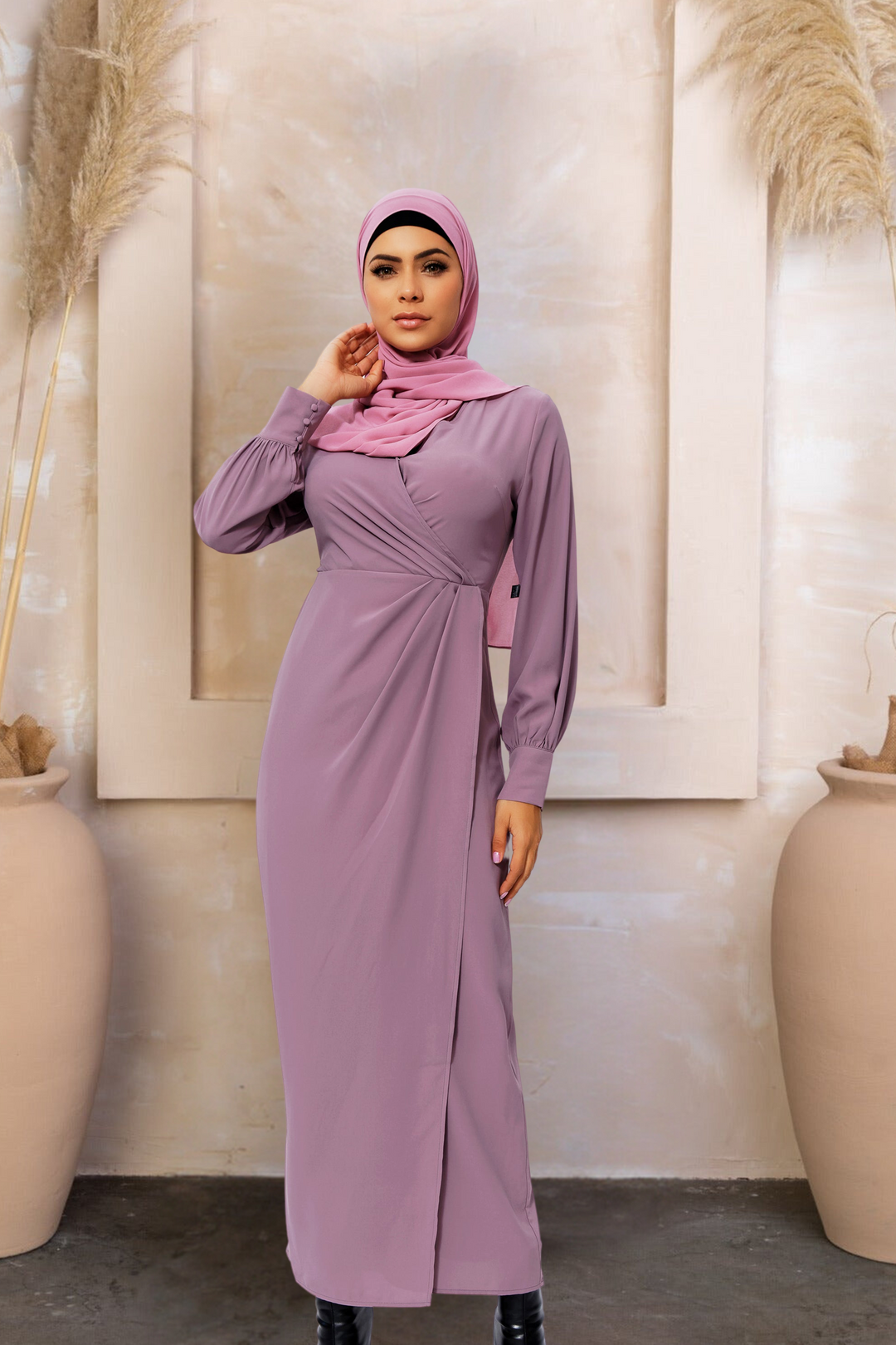 Dusty Purple Wrap Maxi Dress