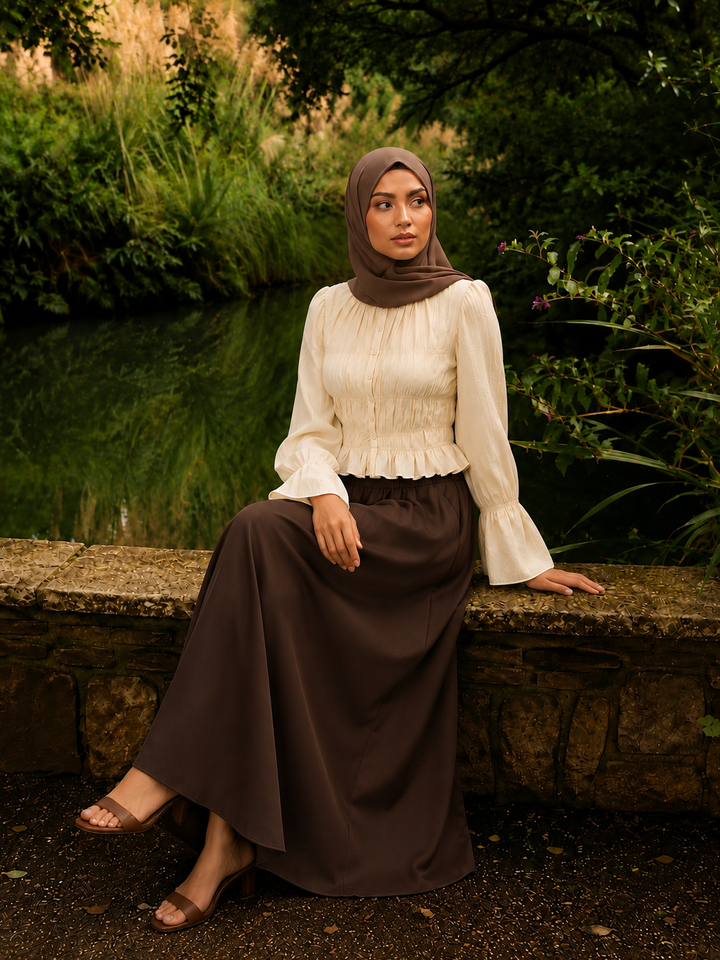 Brown Pocket Maxi Skirt