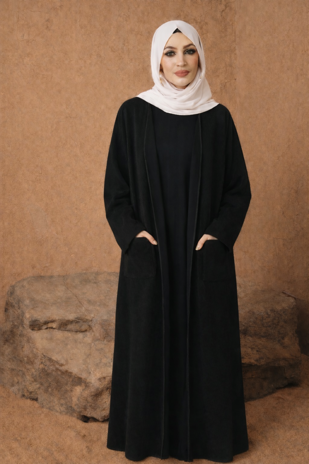 Suede Velvet Thick Open Abaya
